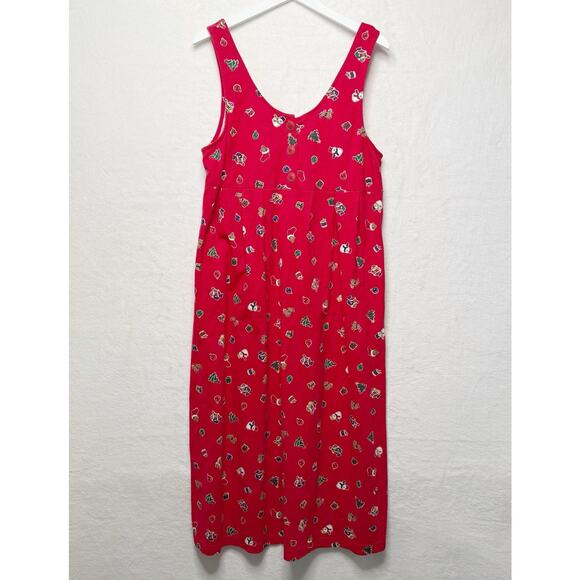 STEVEN ROSS Christmas Overall Dress Red Knit Jumper Teacher Holiday VTG Sz S - Picture 1 of 8